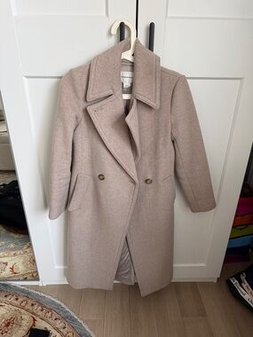 Club Monaco Double-Breasted Pea Coat in Light Taupe